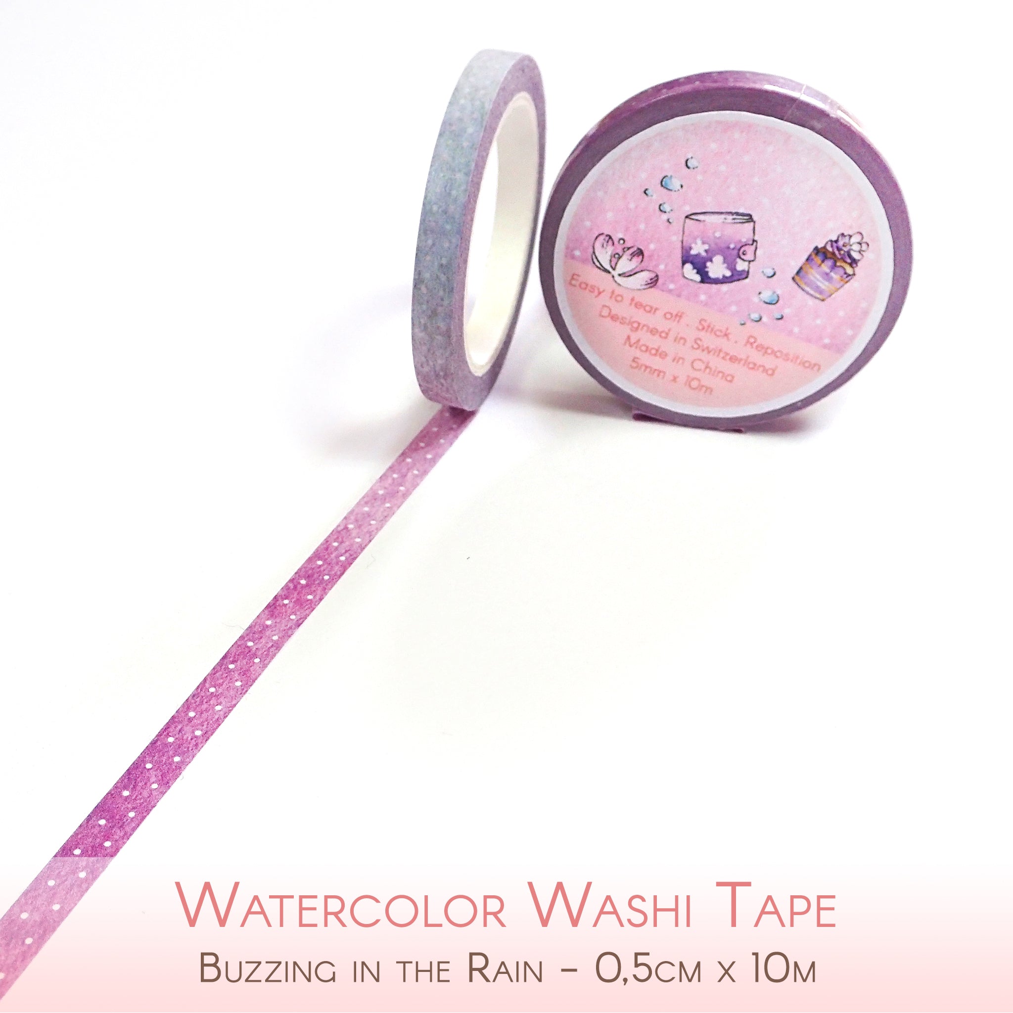 Buzzing In The Rain - Thin Purple & Light Blue Washi Tape – Linouspots